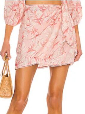 Show Me Your MuMu Iva Wrap Skirt in Pink Majestic Palm Size Medium